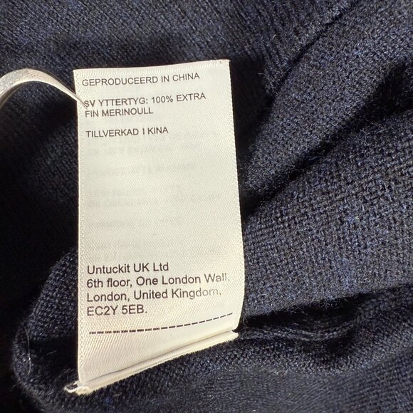 UNTUCKit Sweater Men Size XL Blue 1/4 Zip Mock Neck 100% Merino Wool Belguardo - Picture 8 of 9